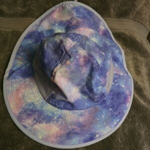 Cosmic Print Wide Brim Hat Purple Pink And White Adjustable